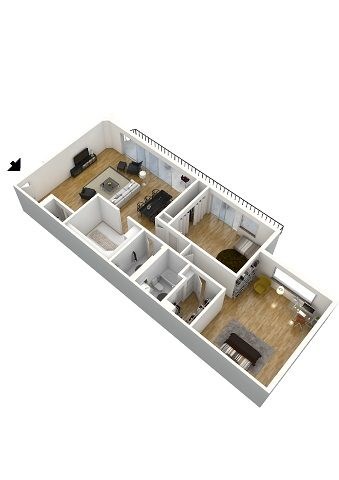 Floor plan for 2 beds, 2 baths, 1450 sqft